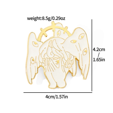 Spilla in Smalto Angelo Cthulhu Surrealista Ali di Serafino Multi Occhi Oro Bianco Lega Distintivo Regalo Halloween Accessorio Abbigliamento
