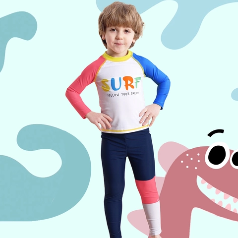 Jungen Langarm Badeanzug Set Schnell Trocknend Sonnenschutz Rashguard Oberteil Und Hose Für Kinder Schwimmen Surfen Strand
