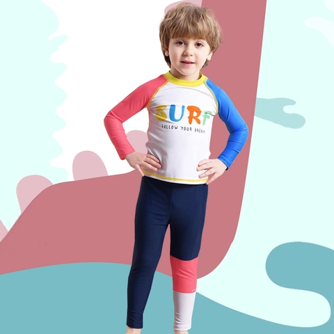 Jungen Langarm Badeanzug Set Schnell Trocknend Sonnenschutz Rashguard Oberteil Und Hose Für Kinder Schwimmen Surfen Strand