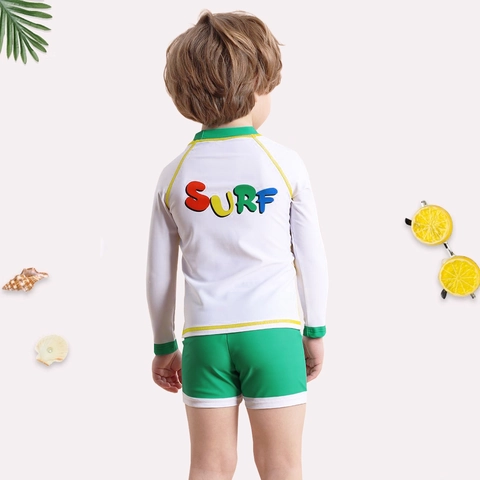 Maillot de Bain Garçon Ensemble Haut Et Pantalon Rash Guard Manches Longues Imprimé Dinosaure Cartoon Protection Solaire Séchage Rapide
