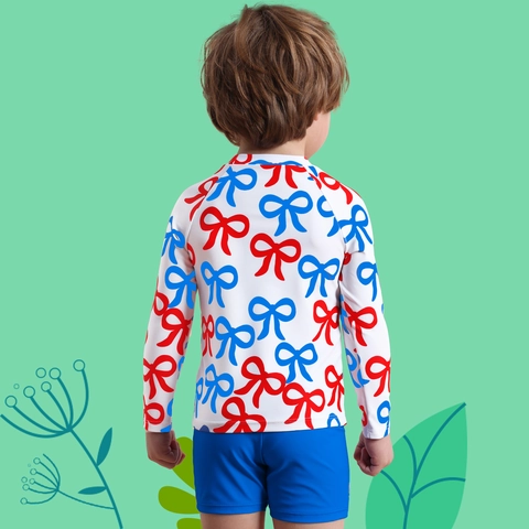 Costume da Bagno Ragazzo Manica Lunga Protezione Solare Maglia E Pantaloni Stampa Fiocco UPF 50+ Bambini