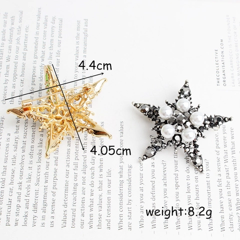 Broche de Estrella de Aleación Vintage Con Perlas Artificiales Artificiales Y Diamantes de Imitación Elegante Broche en Forma de Estrella Joyería para Decoración Fiesta Mujer