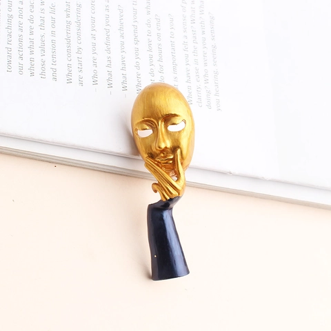 Abstract Art Face Mask Brooch For Women Men Vintage Thinker Enamel Drip Oil Zinc Alloy Pins Fashion Jewelry Gift