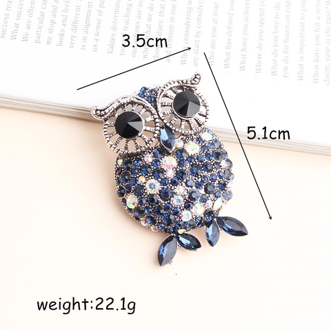 Vintage Owl Rhinestone Enamel Brooch Pin Zinc Alloy Cute Animal Bird Breastpin Jewelry Accessory For Women Men Gift