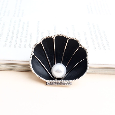 Eleganter Muschel Brosche Legierung Künstliche Perle Brosche Vintage Emaille Strass Pin Für Damen Mode Kleidung Accessoires Schmuck Geschenk
