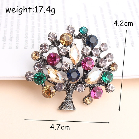 Levensboom Vintage Broche Speld Veelkleurige Strass Legering Emaille Sieraden Voor Vrouwen Mode Kleding Accessoires Cadeau