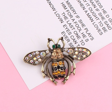 Spilla Ape Vintage in Lega di Zinco con Strass Multicolore Pin Animale Gioielli per Donna Uomo Matrimonio Festa Accessori Abbigliamento Quotidiano