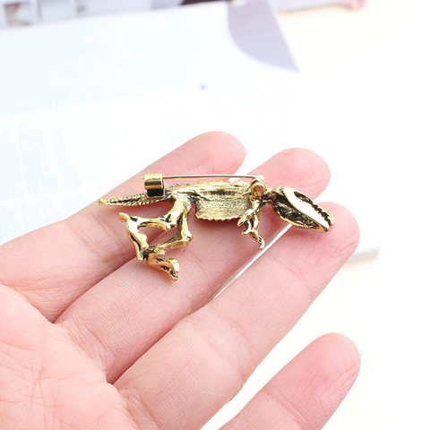 Broche Squelette de Dinosaure en Alliage de Zinc Vintage Épingle de Revers Punk Créative pour Homme Femme Vêtements Bijoux Cadeau