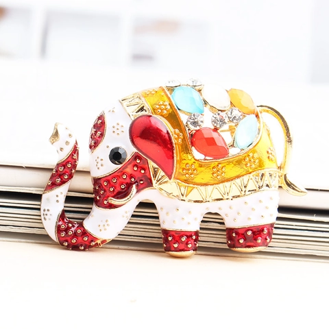 Mode Legierung Emaille Elefant Brosche Vintage Bunte Strass Tier Pin Für Damen Schmuck Geschenk Zubehör