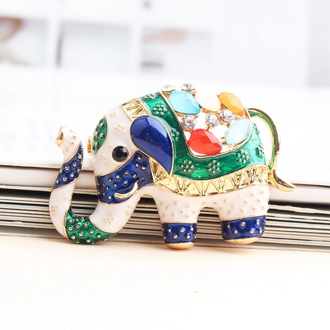 Mode Legierung Emaille Elefant Brosche Vintage Bunte Strass Tier Pin Für Damen Schmuck Geschenk Zubehör