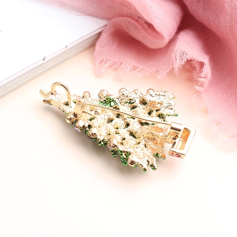 Vintage Christmas Tree Brooch Rhinestone Inlaid Enamel Pin Festive Jewelry For Women Men New Year Gift Accessories