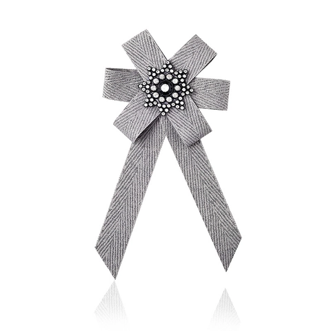 Spilla a Fiocco in Tessuto Vintage Donna Strass Fiocco di Neve Papillon Pin per Colletto Camicia Accessorio Matrimonio Gioielli