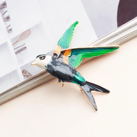 Vintage Emaille Schwalbe Vogel Brosche Pin Für Damen Herren Zinklegierung Bunte Tier Revers Pin Für Anzug Hemd Mantel Schmuck