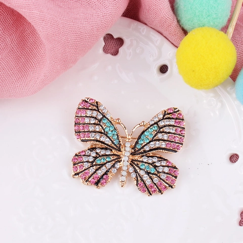 Trendy Zinklegering Strass Vlinder Broche Emaille Druppelolie Dier Speld Sieraden Voor Pakken Jurken Tassen Vrouwen Mannen Kleding Accessoires