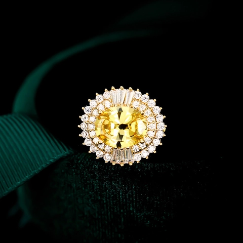 Vintage Kupfer Echtgold Beschichtet Zirkonia Brosche Damen Oval Sonnenblume Anti-Exponierung Dekorative Anstecknadel Schmuck Geschenk