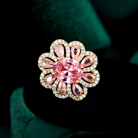 Broche de Flor de Zirconia y Cobre Bañado en Oro Para Mujer Elegante Alfiler de Cuello de Camisa Floral Joyería Antiexposición Regalo de Banquete