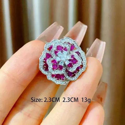 Elegant Copper Red Zircon Rose Flower Magnetic Brooch For Women Korean Style Simple Versatile Hijab Pin Corsage Accessory