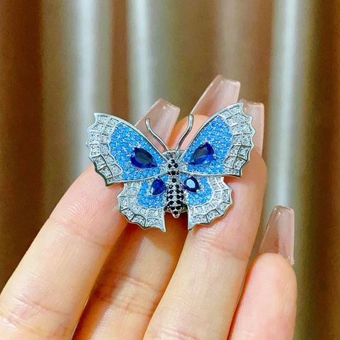 Elegante Broche Magnético de Mariposa para Mujer Vintage Cobre Zirconia Pin Anti-exposición Broches Joyería