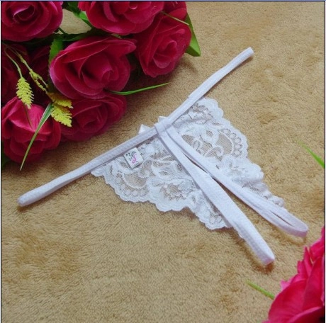 Damen Sexy Spitze Schritt Offen Unterhosen Mit Schleife Dekoration Transparent T-Back Thong Lingerie Für Romantische Nacht