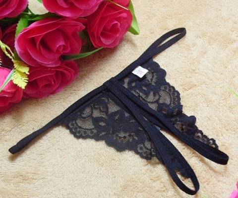 Damen Sexy Spitze Schritt Offen Unterhosen Mit Schleife Dekoration Transparent T-Back Thong Lingerie Für Romantische Nacht