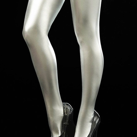 Women Shiny Metallic Faux Leather Over The Knee Socks Sexy Glossy Patent Leather Thigh High Stockings For Party Nightclub