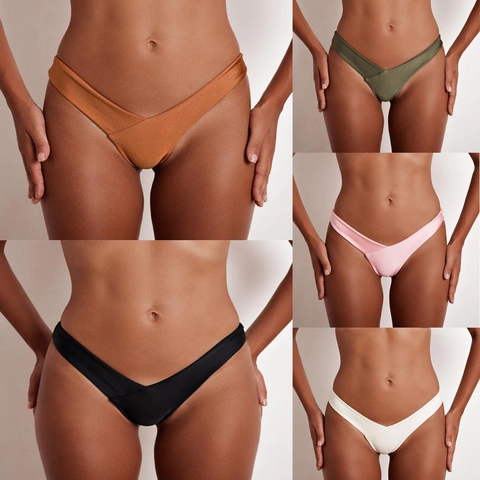Bas de Bikini Sexy Coupe en V pour Femmes Échancré String Culotte Modal Élasthanne Stretch Lingerie Sous-Vêtements Minimalistes