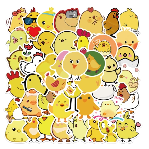Lindas Pegatinas de Pollito Amarillo de Dibujos Animados Impermeables Decoración DIY Personalizada para Computadora Portátil Equipaje Calcomanías de PVC Mate