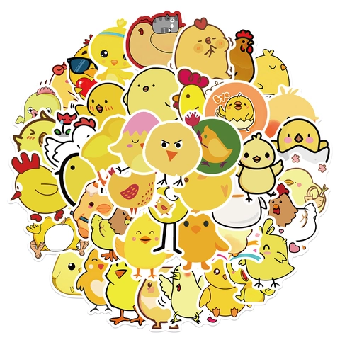 Lindas Pegatinas de Pollito Amarillo de Dibujos Animados Impermeables Decoración DIY Personalizada para Computadora Portátil Equipaje Calcomanías de PVC Mate