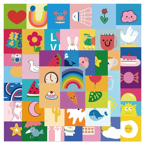 Autocollants de Gribouillages de Dessins Animés Imperméables pour Ordinateur Portable Bagages Guitare Papeterie PVC Décalcomanies DIY Décoratives pour Enfants Étudiants