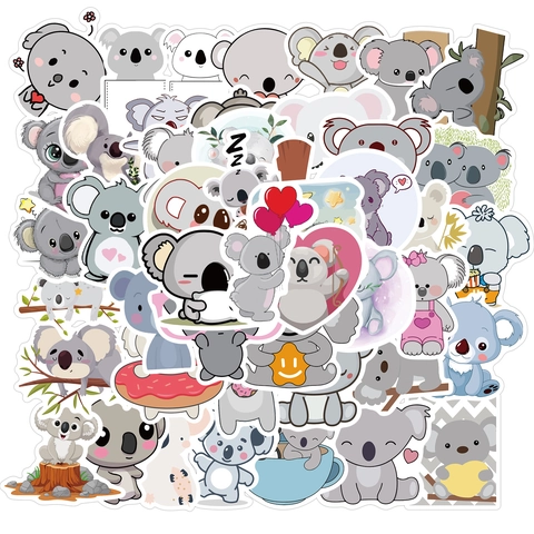 Autocollants de Koala en Dessin Animé Imperméables en PVC Graffiti Décoratifs pour Ordinateur Bagage Skateboard Gourde Décor Animal