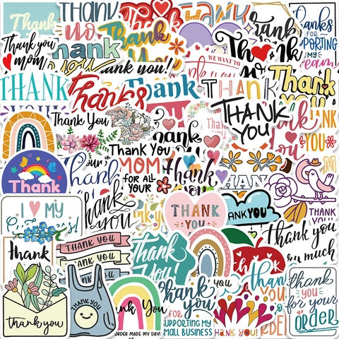 Pegatinas Thank You PVC Impermeable Etiquetas Decorativas Para Embalaje Regalo Pequeñas Empresas Sobres Cartoon Decals