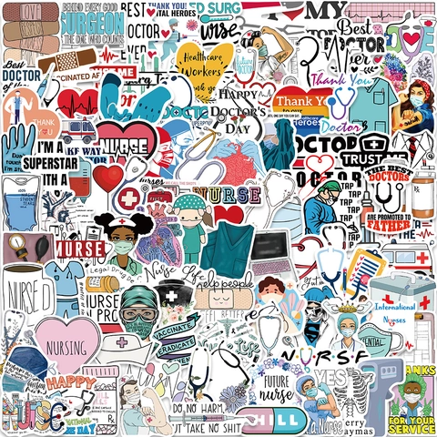 Autocollants Médecin Infirmière Dessin Animé PVC Imperméable Décalcomanies Graffiti Pour Ordinateur Portable Valise Gourde Scrapbooking Décor
