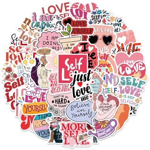 Self Love Motivierende Vinyl Aufkleber Wasserdichte Matte Positive Zitate Aufkleber Für Laptop Wasserflasche Koffer Journaling Dekoration