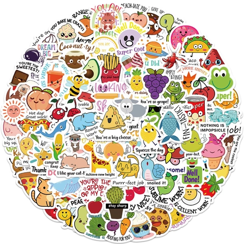 Autocollants De Récompense Motivateurs Avec Jeux De Mots Pour Enfants Enseignants Fournitures Scolaires Imperméable PVC Stickers Pour Scrapbooking Décoration