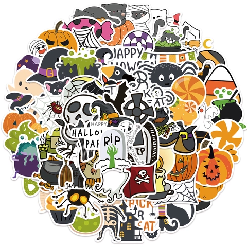 Autocollants Graffiti Halloween Dessin Animé Imperméable PVC DIY Décoratifs Pour Ordinateur Bagages Skateboard