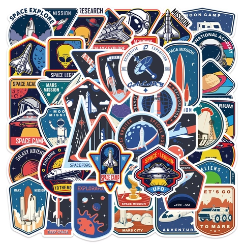 Autocollants Graffiti Exploration Spatiale Astronaute Dessin Animé Imperméable PVC Décalcomanies Pour Ordinateur Bagages Guitare Cadeau
