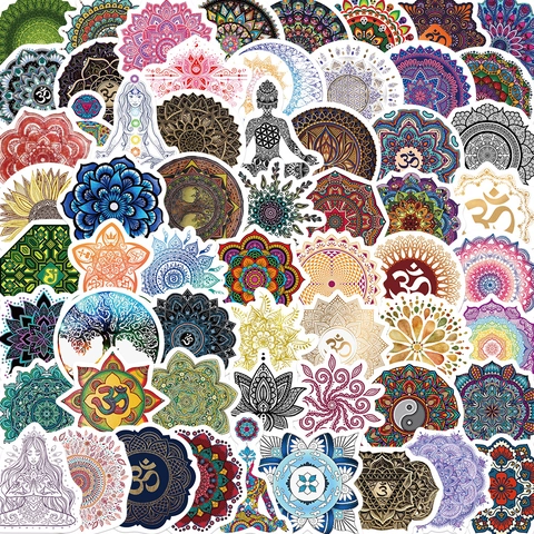 Mandala Blume Yoga Aufkleber Wasserdicht PVC Spirituelle Meditation Om Symbol Decals Für Laptop Gitarre Scrapbook Journal DIY