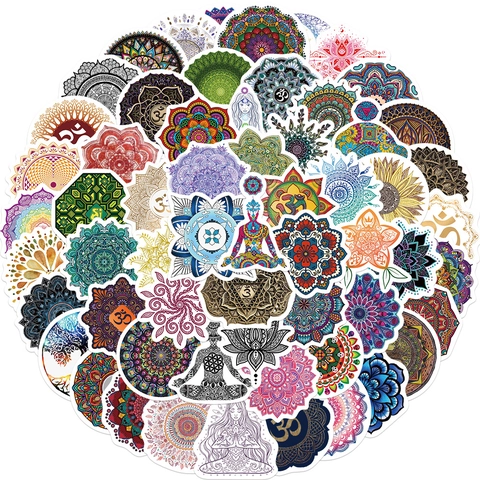 Mandala Blume Yoga Aufkleber Wasserdicht PVC Spirituelle Meditation Om Symbol Decals Für Laptop Gitarre Scrapbook Journal DIY