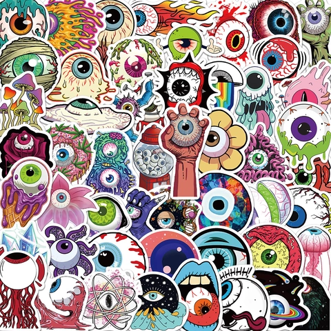 Adesivi Graffiti Bulbi Oculari Cartone Animato Horror Decalcomanie in Vinile Impermeabili per Valigia Laptop Chitarra DIY Decorazione