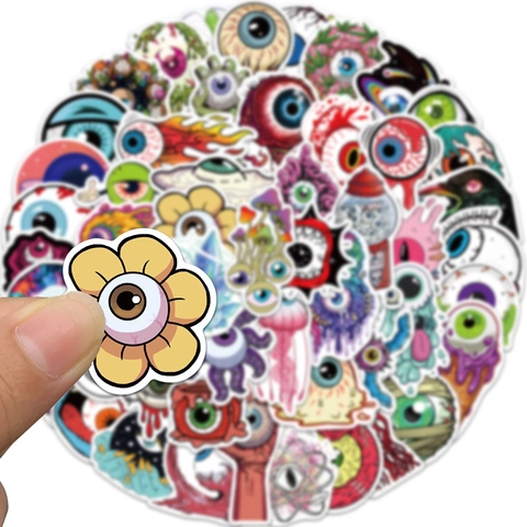 Adesivi Graffiti Bulbi Oculari Cartone Animato Horror Decalcomanie in Vinile Impermeabili per Valigia Laptop Chitarra DIY Decorazione