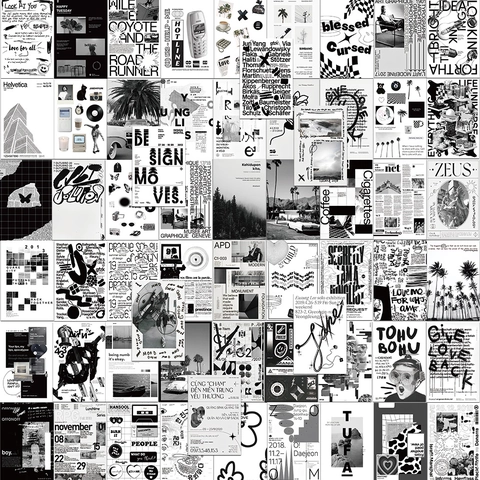 Schwarz Weiß Vintage Collage Aufkleber Wasserdicht PVC Decals Für Laptop Koffer Journal DIY Minimalistische Kunst Aufkleber