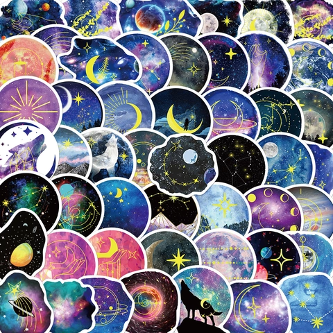 Space Starry Sky Planet Moon Galaxy Stickers Waterproof Decorative Decals For Suitcase Laptop Journal Scrapbooking DIY