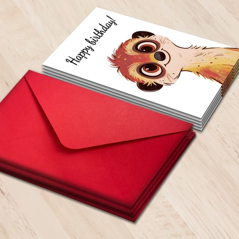 Cartoon Meerkat Greeting Card And Red Envelope Birthday Celebration Stationery 300GSM Paper Happy Birthday Illustration Card For Party