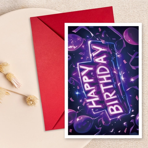 Neon Happy Birthday Grußkarten Set Mit Roten Umschlägen 300GSM Kunstdruckpapier Für Geburtstagsfeiern Zubehör