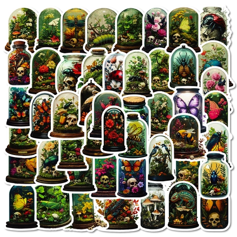 Gothic Natural History Stickers Voor Journaling Scrapbooking DIY Insecten Bloemen Schedels Paddestoel Esthetische Waterdichte Stickers