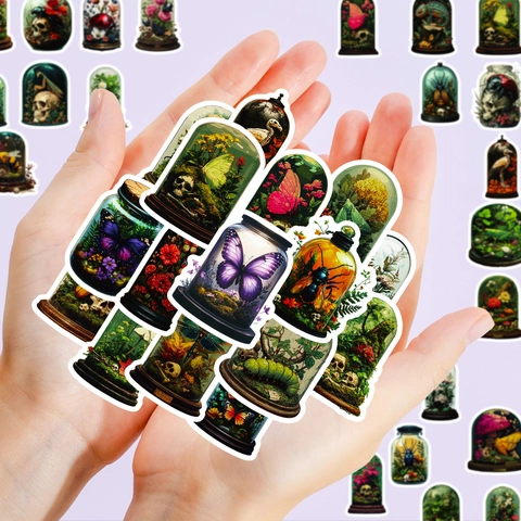 Gothic Natural History Stickers Voor Journaling Scrapbooking DIY Insecten Bloemen Schedels Paddestoel Esthetische Waterdichte Stickers