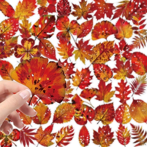 Realistische Herbstblätter Transparente PET Dekorative Aufkleber Für Scrapbooking DIY Journal Hand Account Handwerk Dekor