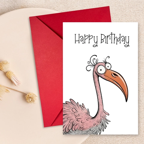 Funny Watercolor Bird Birthday Greeting Cards And Envelopes Cartoon Animal Hand-Drawn Illustration Birthday Blessing Gift Cards For Unisex