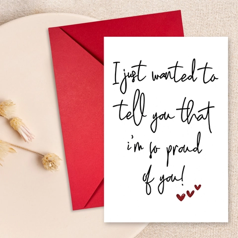 I'm So Proud Of You Grußkarte Mit Rotem Umschlag Minimalistische Handschriftliche Nachricht Karte Für Abschluss Ermutigung Studenten Geschenk