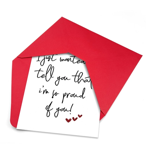 I'm So Proud Of You Grußkarte Mit Rotem Umschlag Minimalistische Handschriftliche Nachricht Karte Für Abschluss Ermutigung Studenten Geschenk